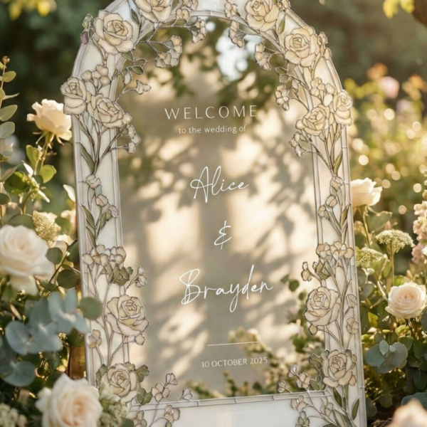 Custom Sliver Mirror Wedding Sign