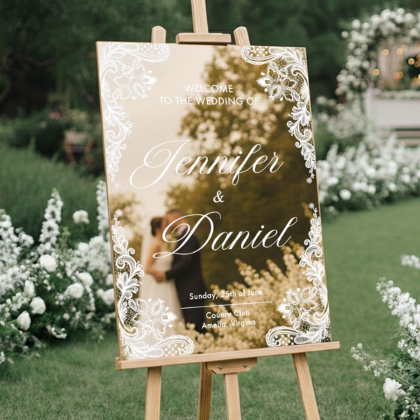 Sliver Mirror Arcylic Wedding Sign 3D  1 layer
