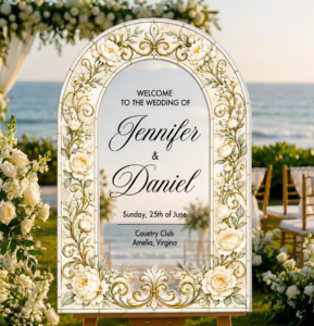 Sliver Mirror Arcylic Wedding Sign 3D 2 layers