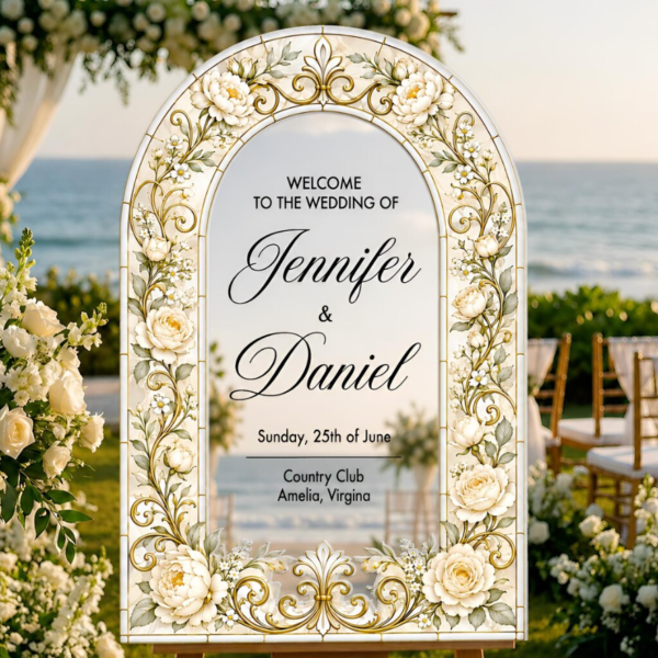 Sliver Mirror Arcylic Wedding Sign 3D 2 layers