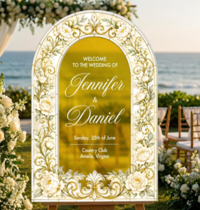 Gold Mirror Arcylic Wedding Sign 3D 2 layers