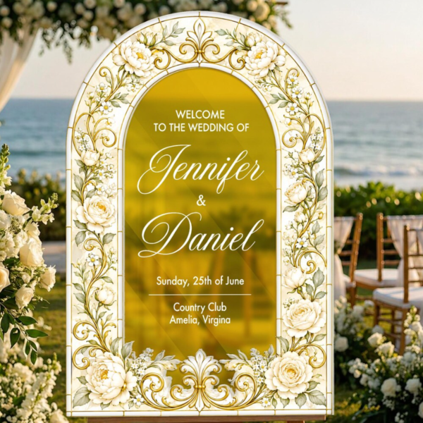 Gold Mirror Arcylic Wedding Sign 3D 2 layers