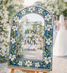 Silver Mirror acrylic wedding sign 1 layer