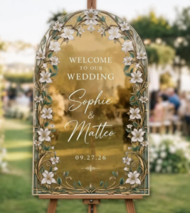 Gold Mirror Arcylic Wedding Sign 2 layers