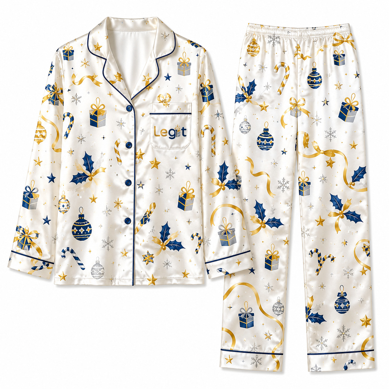 All-over Print Satin Pajamas Set