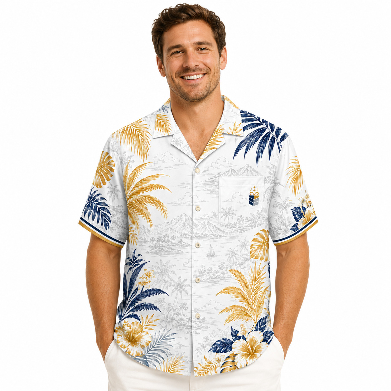 All-over Print Pocket Hawaiian Shirt
