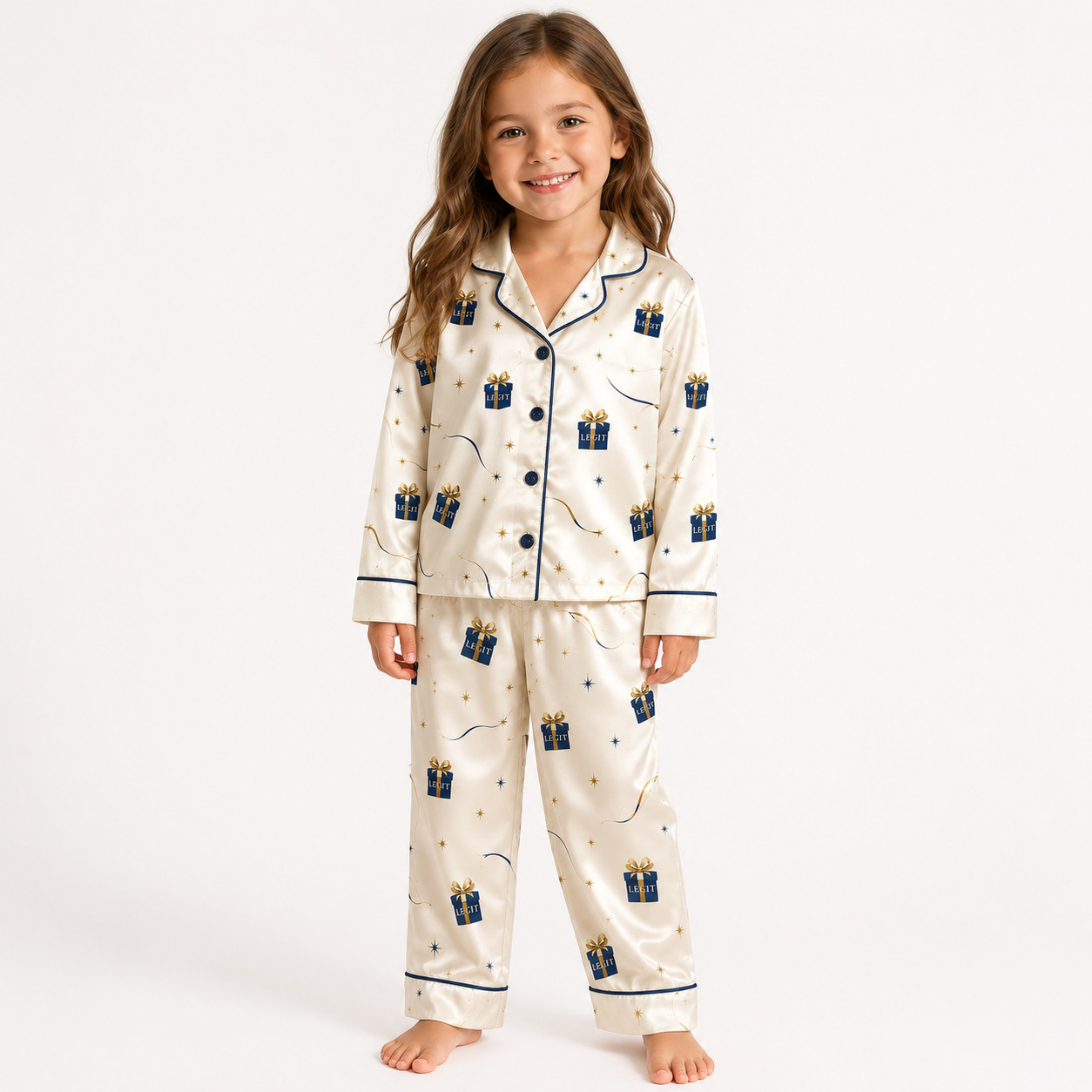 All-over Print Kid Satin Pajamas Set (No Pocket) - Image 3