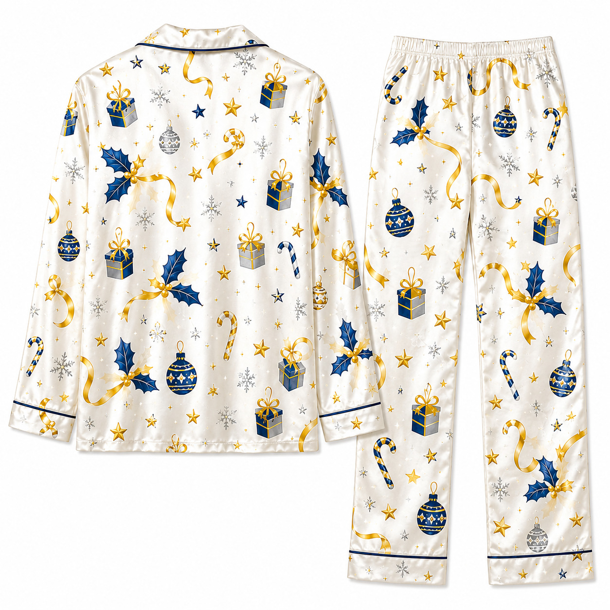 All-over Print Satin Pajamas Set - Image 3