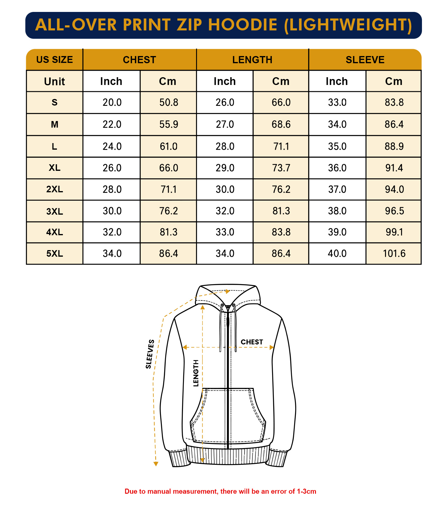 All-over Print Zip Hoodie (Lightweight) - Image 3