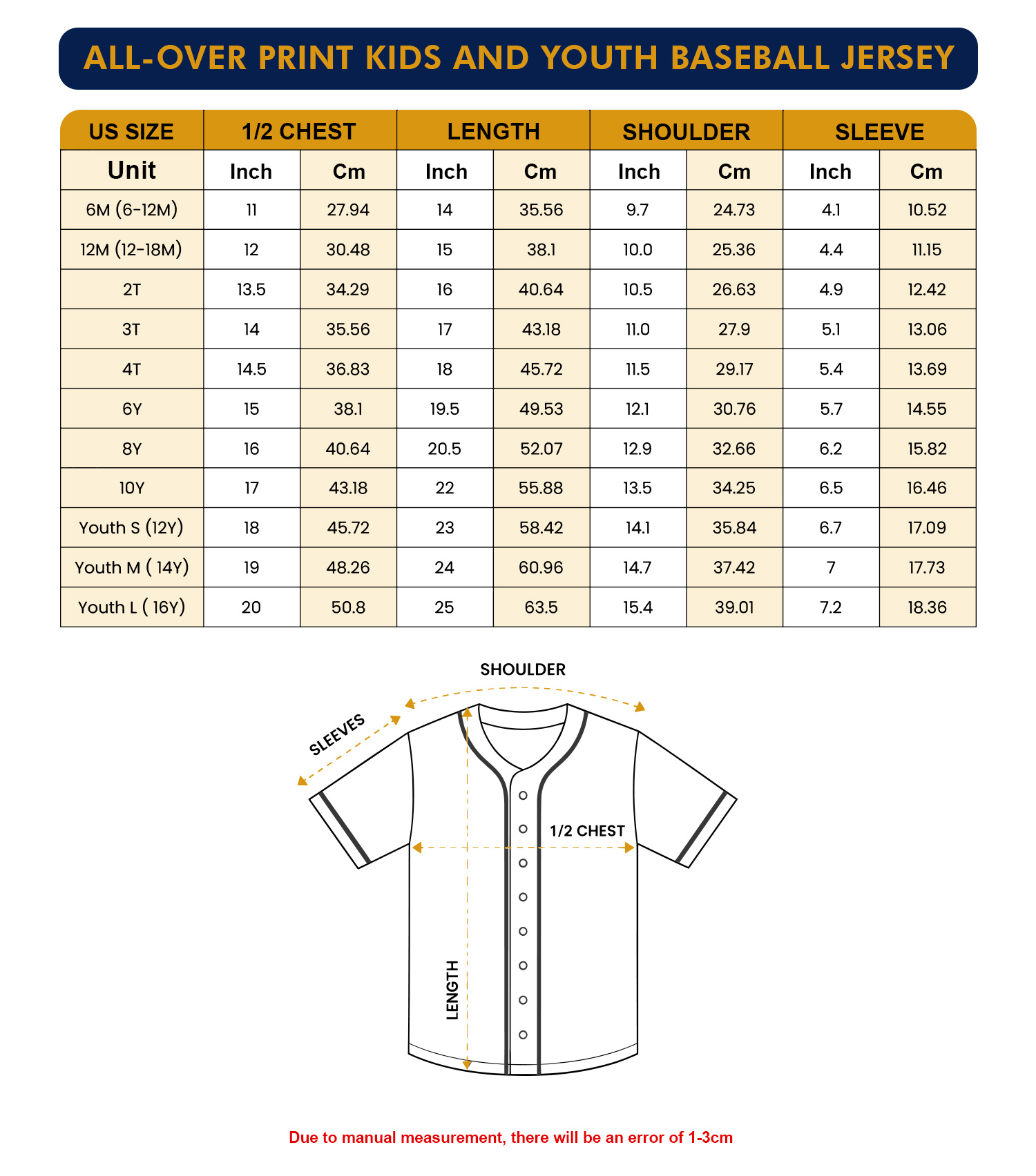 All-over Print Kids and Youth Baseball Jersey - Image 4