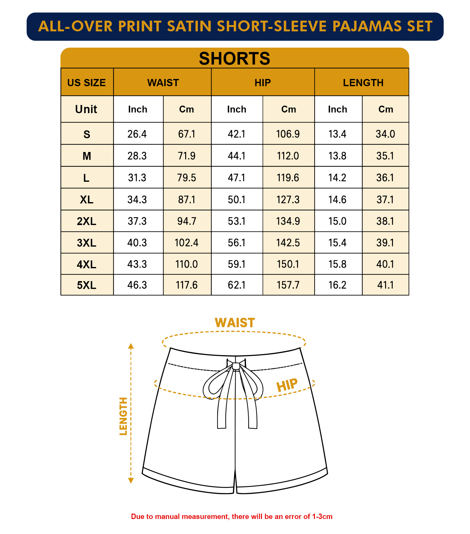 All-over Print Satin Short-Sleeve Pajamas Set - Image 3