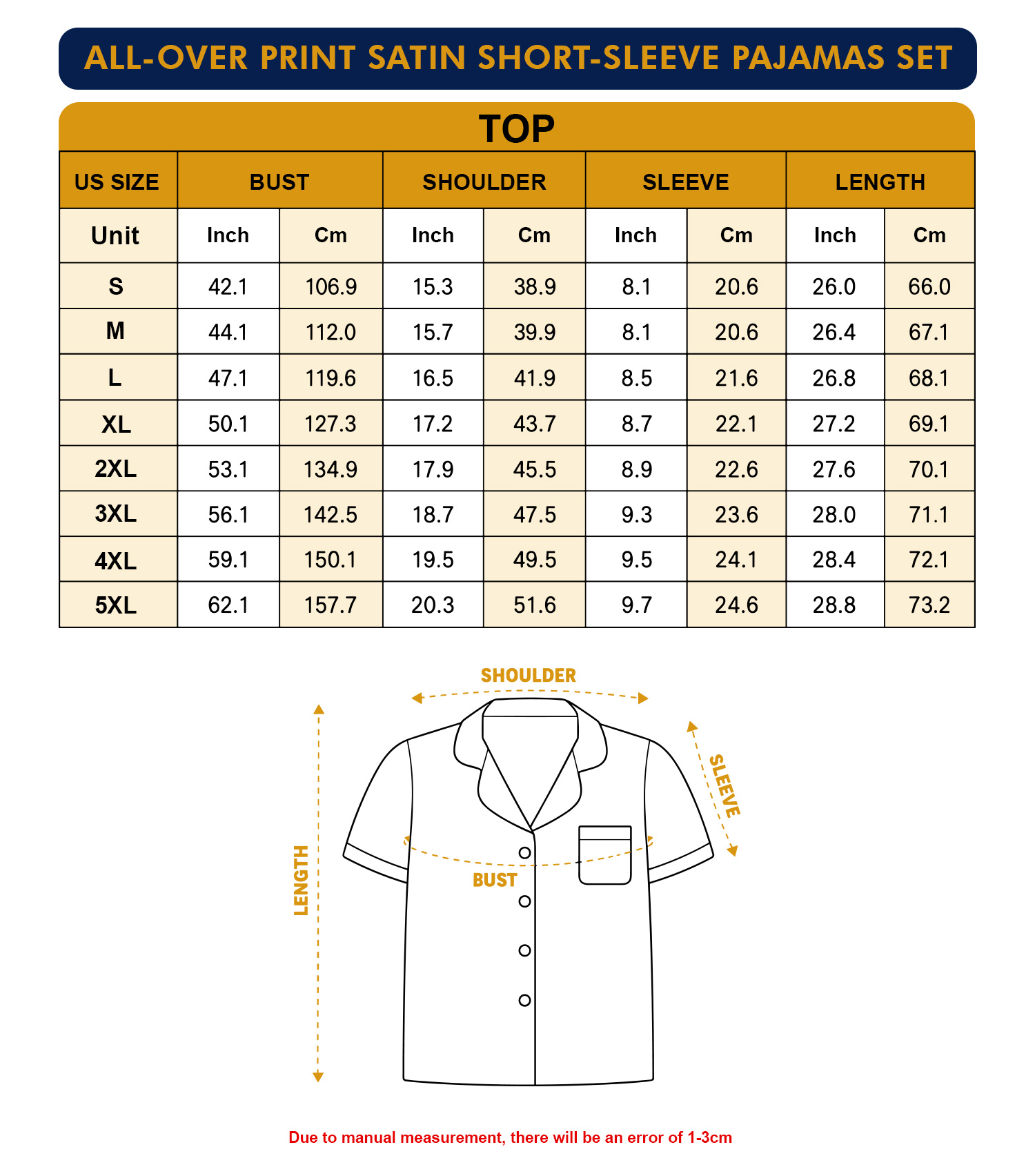 All-over Print Satin Short-Sleeve Pajamas Set - Image 4