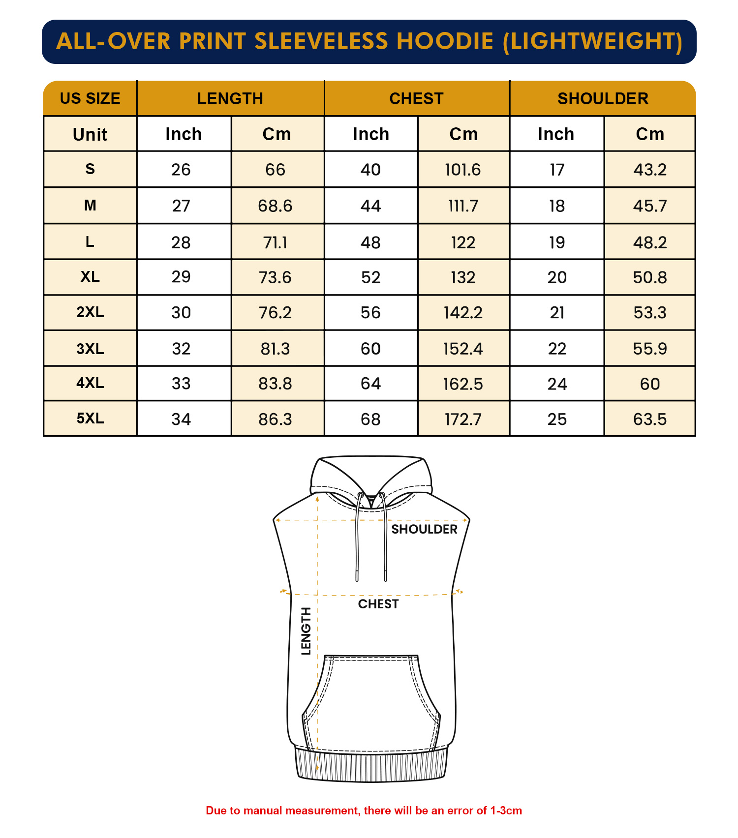 All-over Print Sleeveless Hoodie (Lightweight) - Image 4