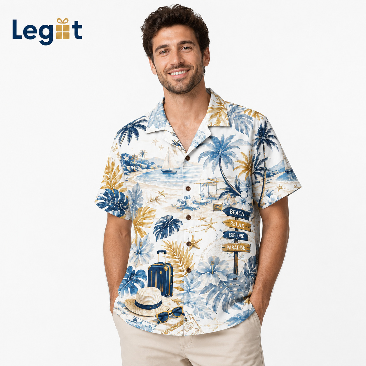 All-over Print Regular Fit Hawaiian Shirt - Image 3