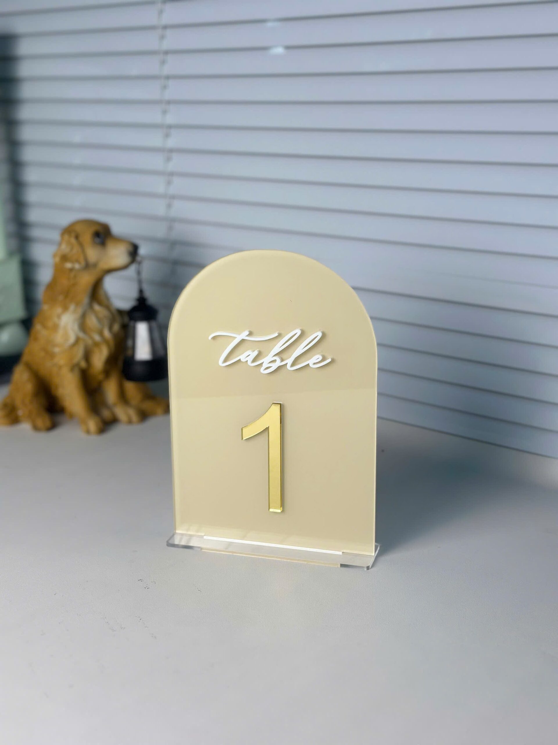 Gold Mirror Acrylic Table Number Sign - Image 2