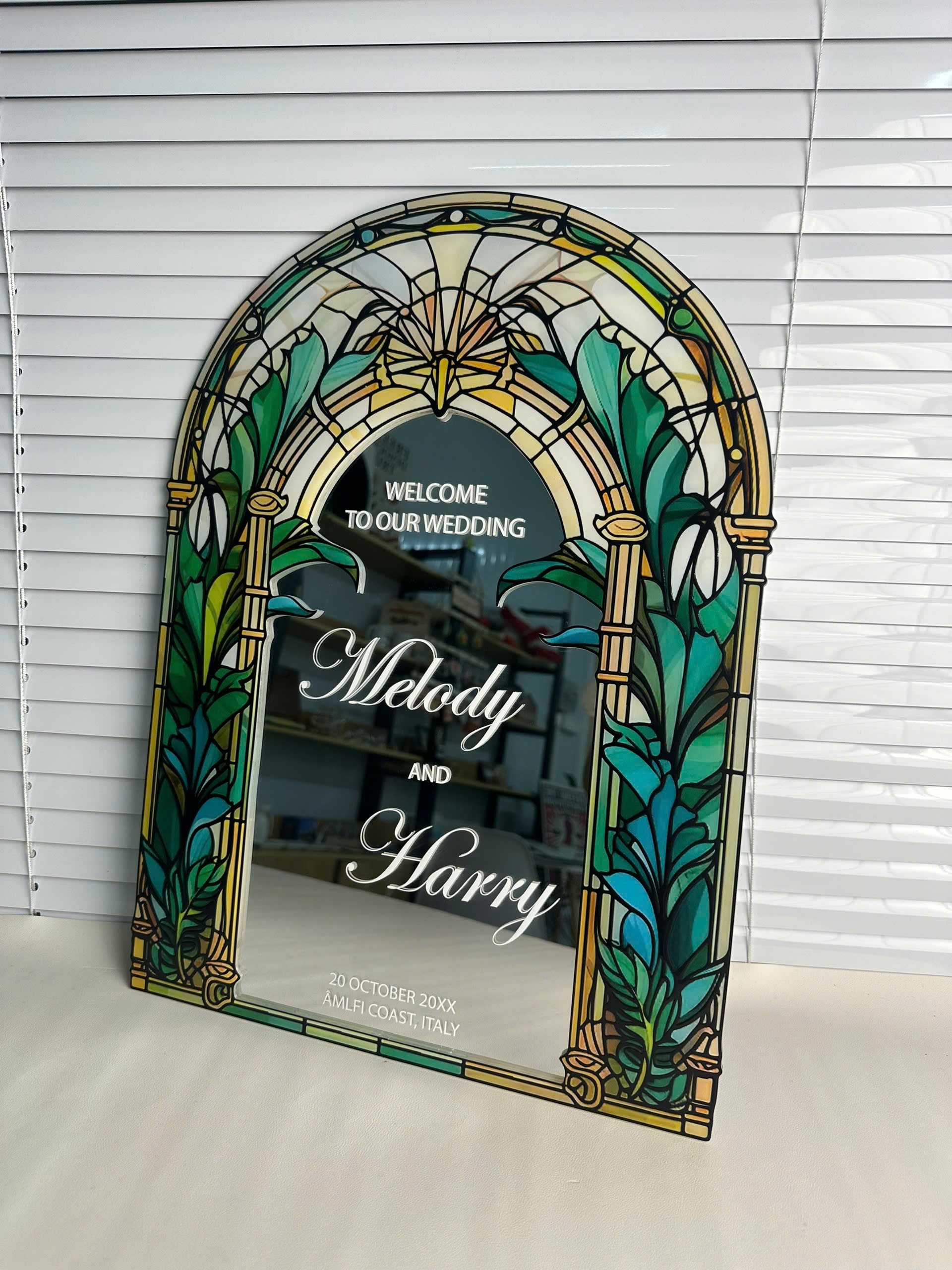 Sliver Mirror Arcylic Wedding Sign 2 layers - Image 2