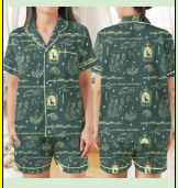 All-over Print Satin Short-Sleeve Pajamas Set