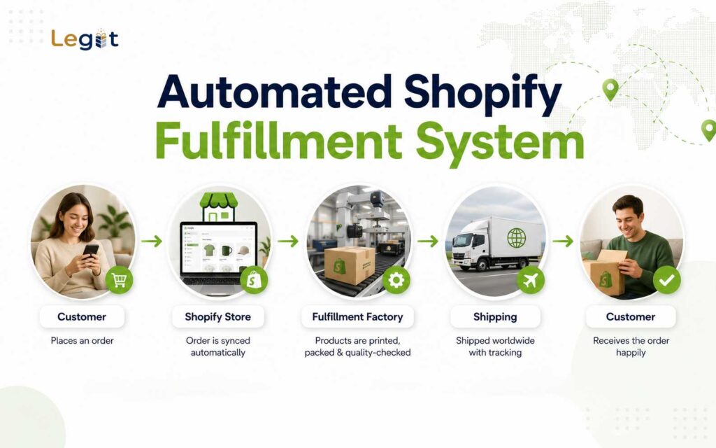 quy trình Shopify fulfillment tự động từ đặt hàng đến giao hàng quốc tế